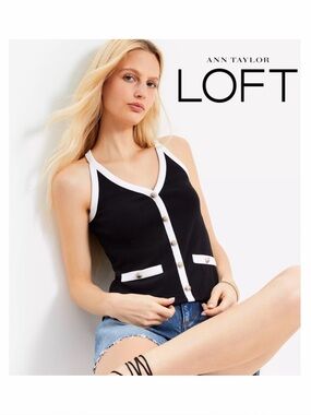 🆕 NWT LOFT Perfect Ribbed Button Tank Top